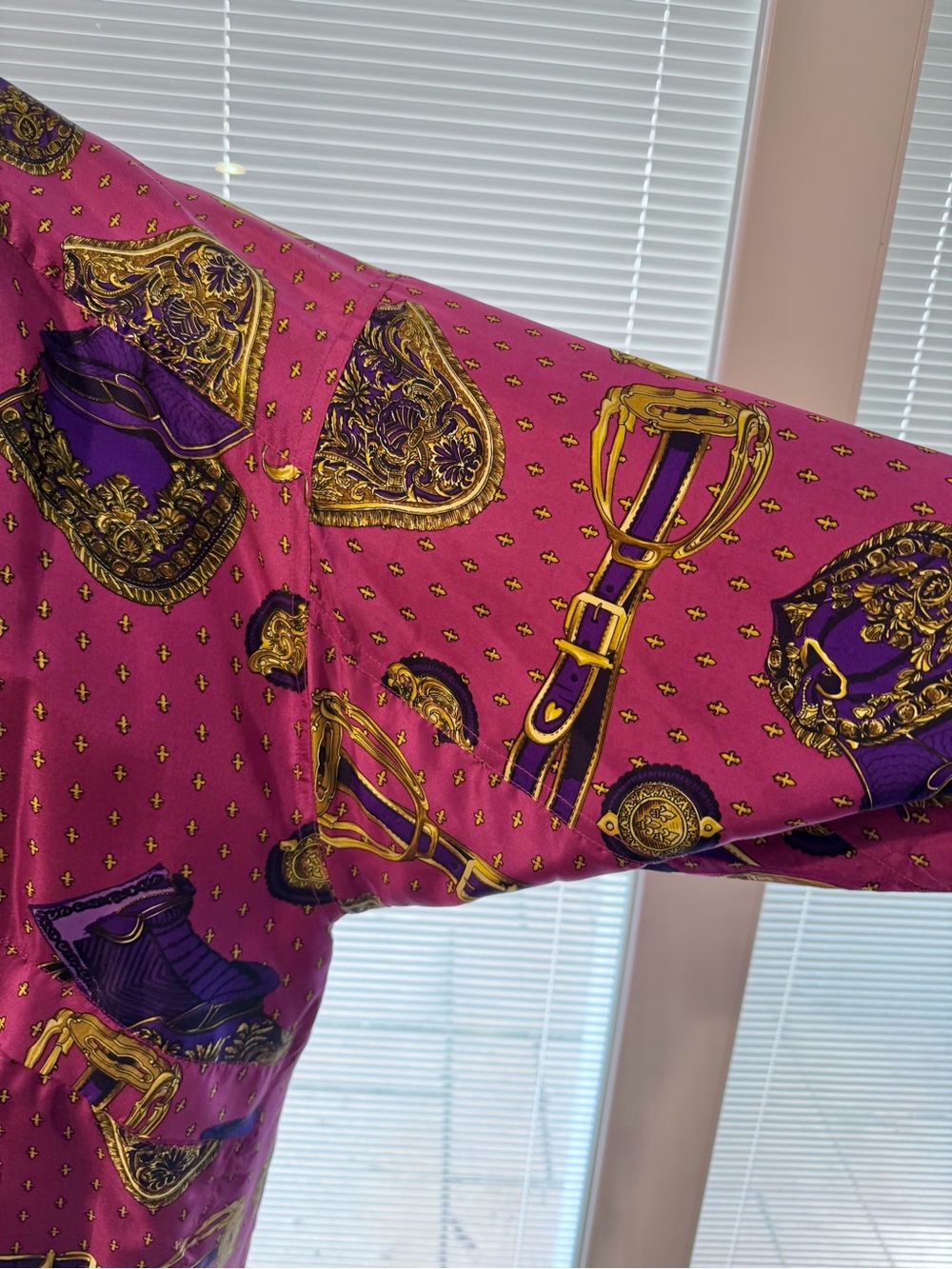 Vintage Regina Porter Women's Pink Purple Equestrian-Print Bomber Jacket Small - Picture 4 of 13